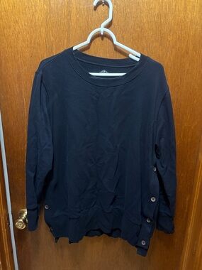 St. John's Bay Black Women's Pullover Sweater with Side Buttons